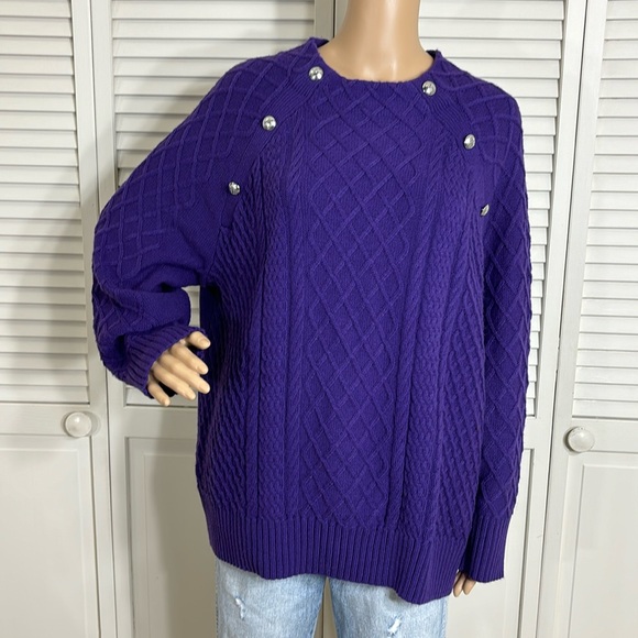 NWT Talbots Engraved Buttons Sweater in Purple 2X - Picture 2 of 12